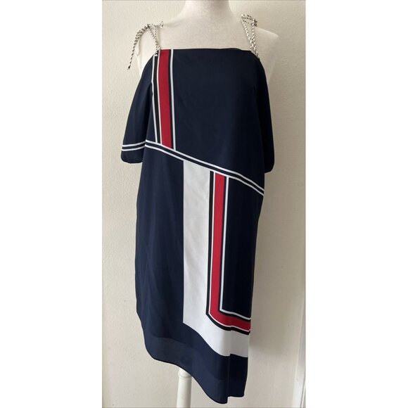 Joie Size Small Color-blocked Nautical EDYTE Dress Asymmetric Hem Navy $348 NEW - Picture 2 of 15